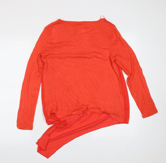 Gallery Womens Red Viscose Basic Blouse Size 12 Round Neck