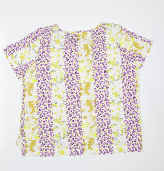 Principles Womens Ivory Floral Viscose Basic Blouse Size 20 Round Neck