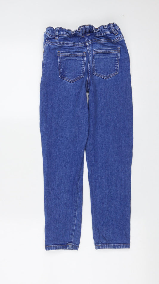 NEXT Girls Blue Cotton Straight Jeans Size 9 Months Regular Zip