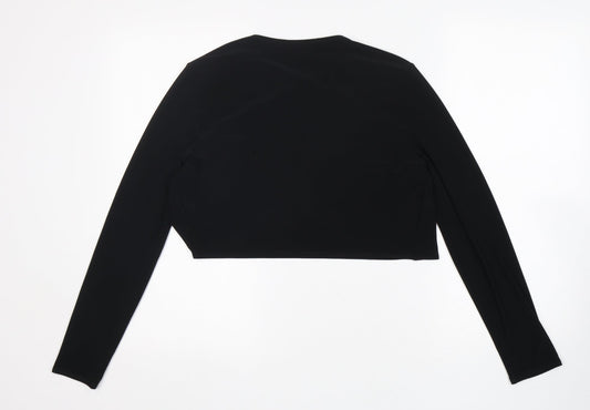 Debut Womens Black Polyester Wrap Blouse Size M V-Neck