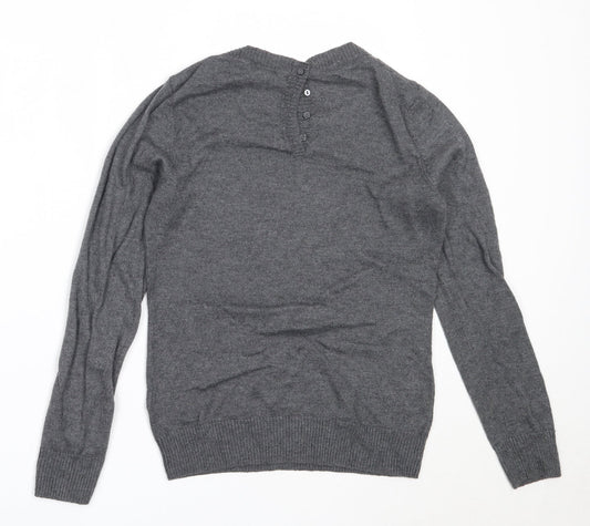 H&M Womens Grey Round Neck Polyamide Pullover Jumper Size S