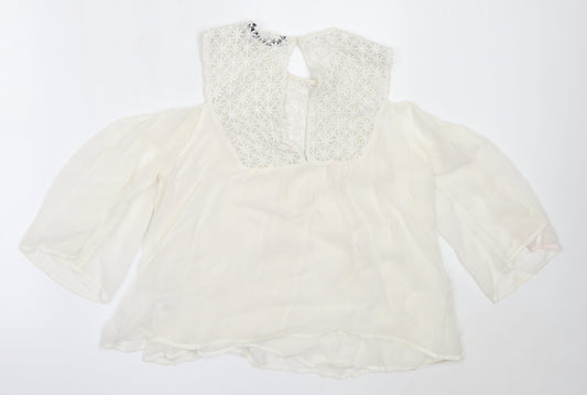 Zara Womens White Polyester Basic Blouse Size XS Round Neck