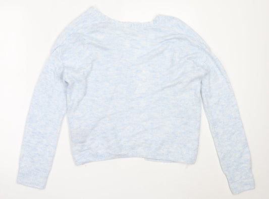 H&M Womens Blue Round Neck Acrylic Cardigan Jumper Size XS