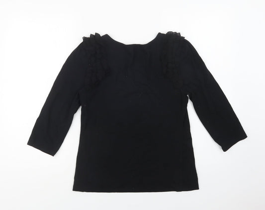 Oasis Womens Black Cotton Basic Blouse Size S Scoop Neck