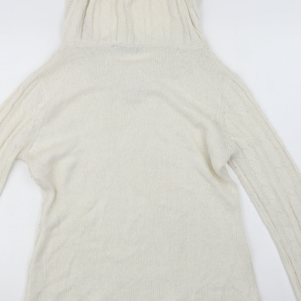 Select Womens Ivory V-Neck Acrylic Pullover Jumper Size 16
