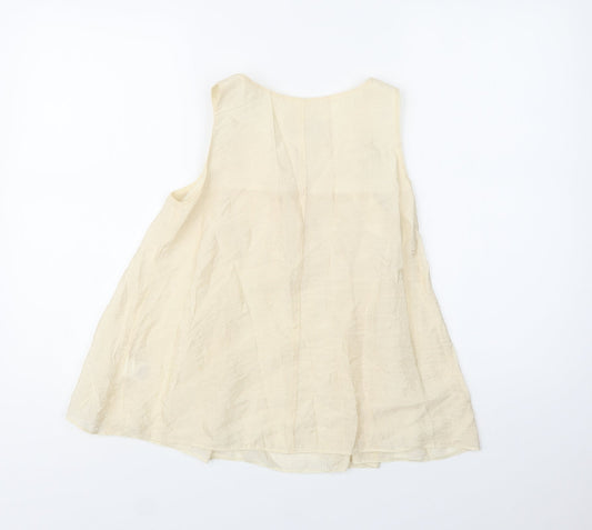 River Island Womens Ivory Viscose Basic Blouse Size 8 Scoop Neck