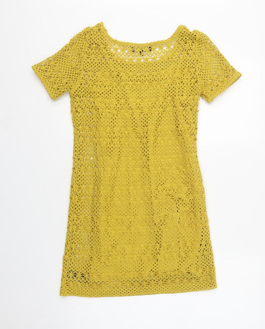 NEXT Womens Yellow Polyester Shift Size 6 Round Neck