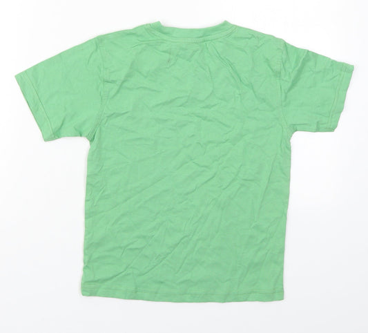 George Boys Green Cotton Basic T-Shirt Size 6-7 Years V-Neck Pullover - 23