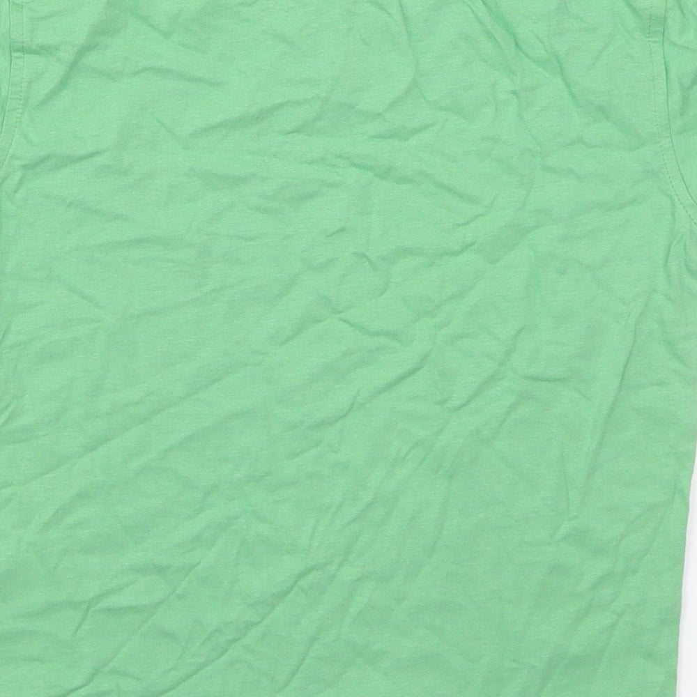 George Boys Green Cotton Basic T-Shirt Size 6-7 Years V-Neck Pullover - 23