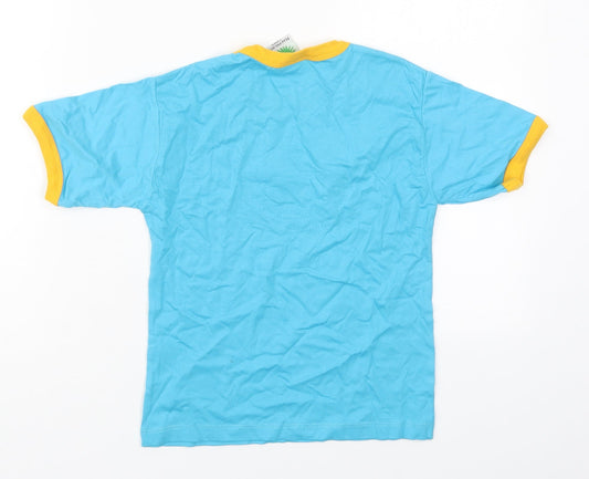 Peak Projects Boys Blue Cotton Basic T-Shirt Size L Crew Neck Pullover - Born To Be Wild Malta