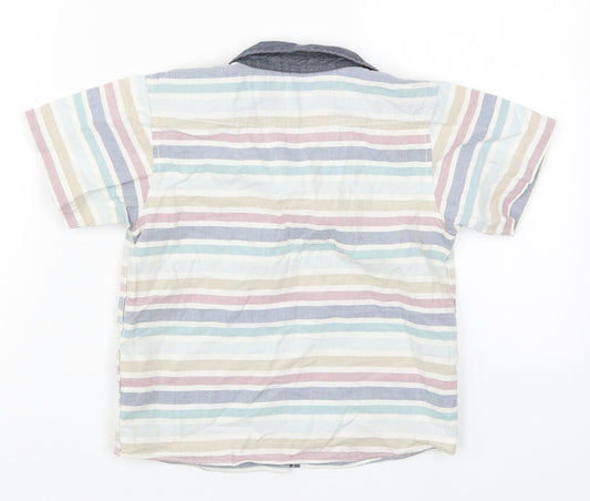 Matalan Boys Multicoloured Striped Cotton Basic Button-Up Size 4-5 Years Collared Button