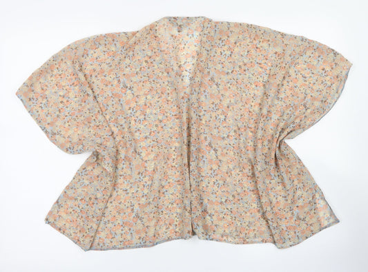 915 Generation Girls Pink Floral Polyester Kimono Blouse Size S Round Neck
