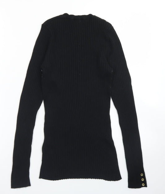 NEXT Womens Black Crew Neck Cotton Pullover Jumper Size 10