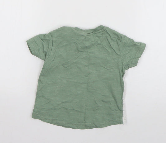 Nutmeg Boys Green Cotton Basic T-Shirt Size 12-18 Months Round Neck Pullover - Animals