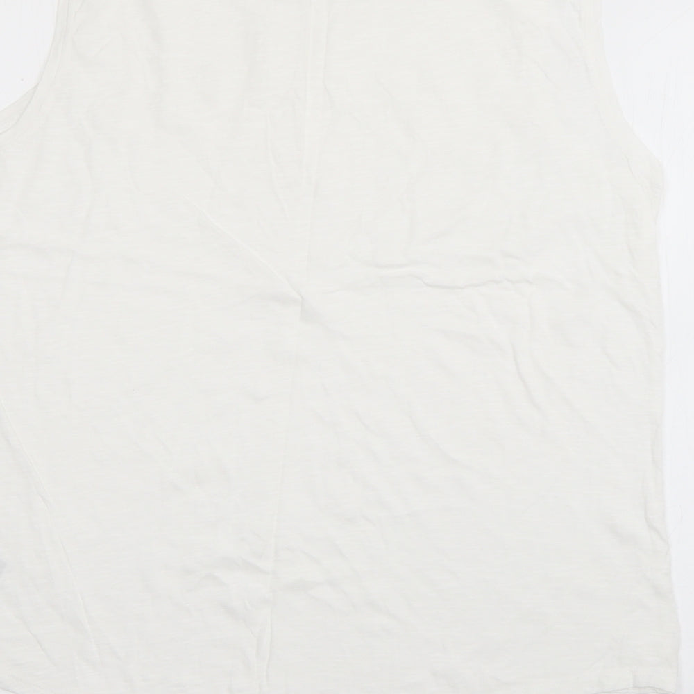 Gap Womens White Cotton Basic T-Shirt Size L Scoop Neck