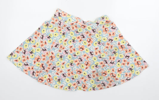 New Look Womens Blue Cotton Flare Skirt Size 8