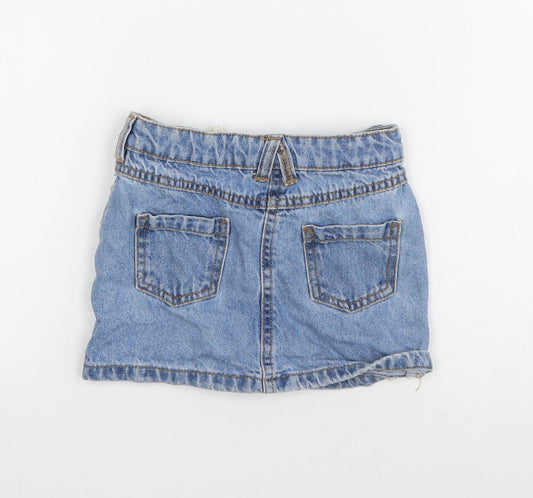 denim 365 Girls Blue Cotton Mini Skirt Size 2-3 Years Regular Snap