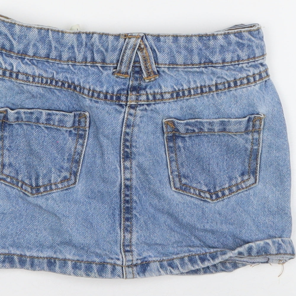 denim 365 Girls Blue Cotton Mini Skirt Size 2-3 Years Regular Snap