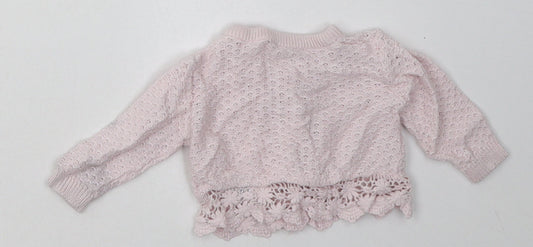 George Girls Pink Cotton Cardigan Jumper Size 0-3 Months Button