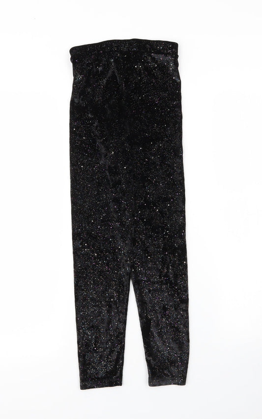Matalan Girls Black Polyester Carrot Trousers Size 9 Months L21.5 in Regular