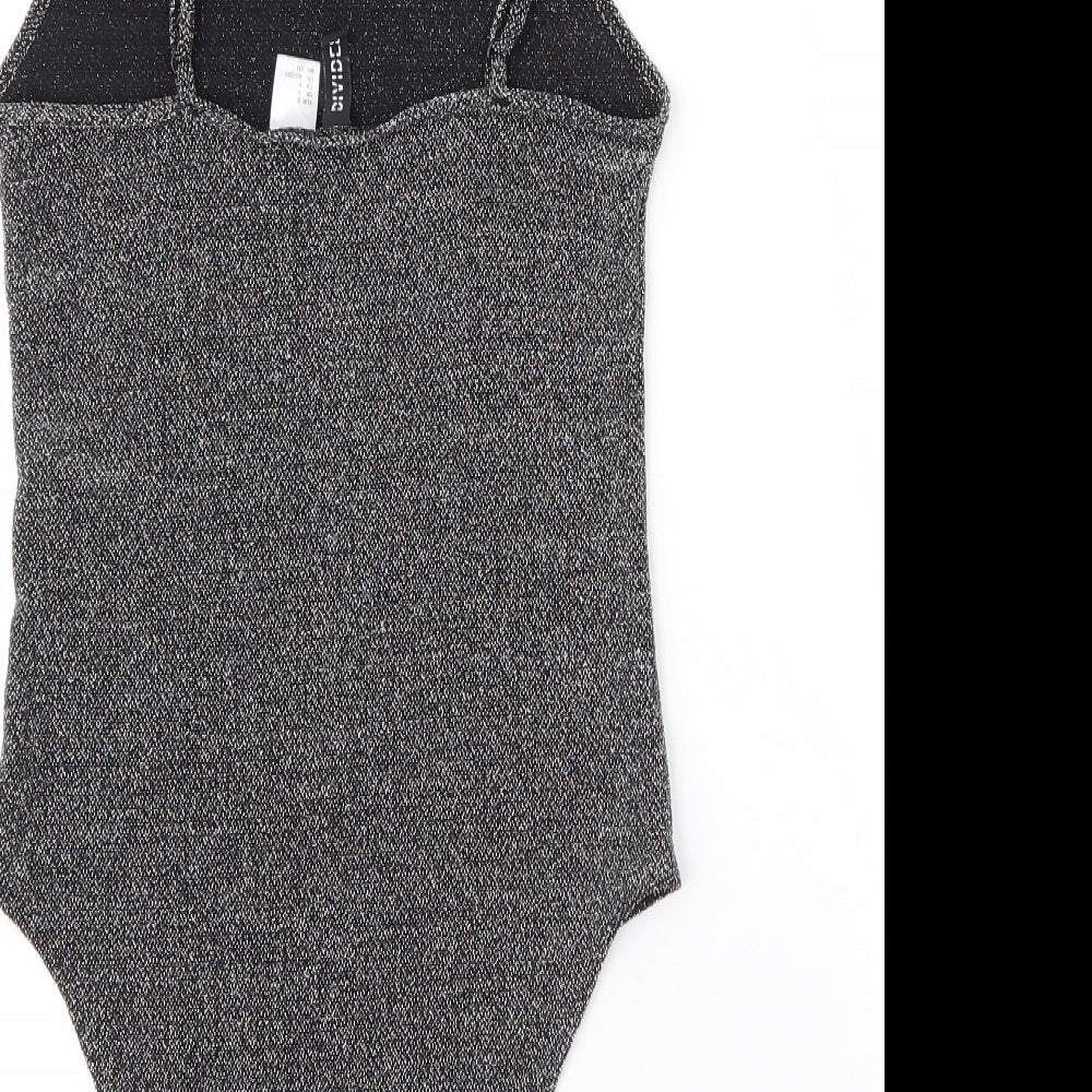 H&M Womens Silver Nylon Bodysuit One-Piece Size S Snap