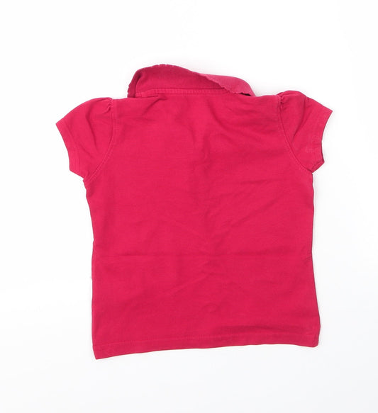 George Girls Red Cotton Basic Polo Size 5 Years Collared Button