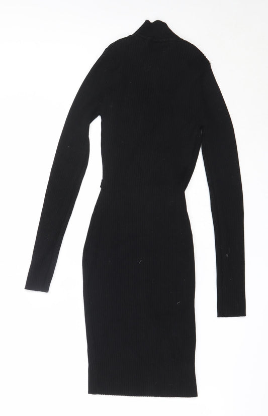 LU NYC Womens Black Viscose Bodycon Size S V-Neck