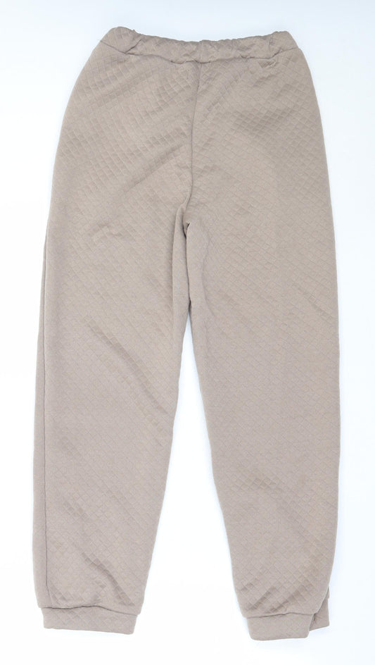 Street Collective Womens Beige Polyester Jogger Trousers Size 8 L27.5 in Regular