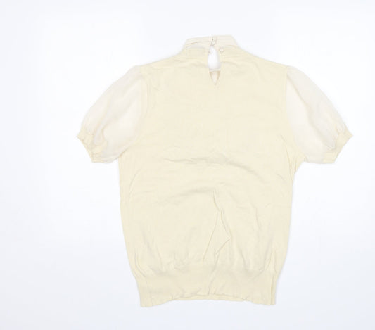 NEXT Womens Beige Round Neck Viscose Pullover Jumper Size 14