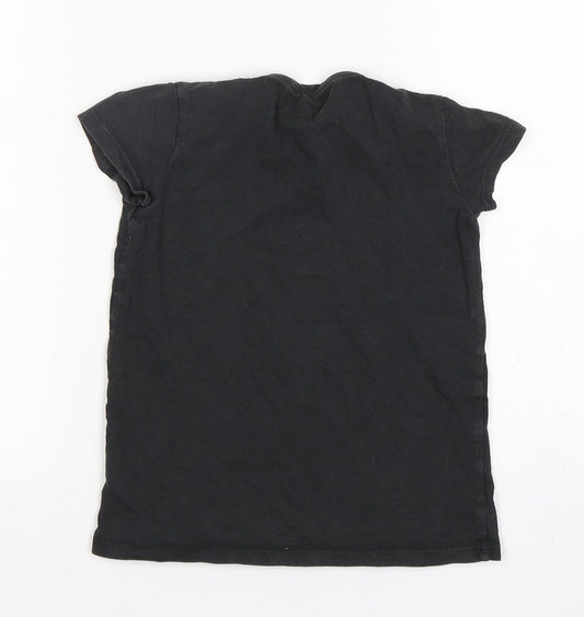 NEXT Girls Black Cotton Basic T-Shirt Size 5 Years Round Neck