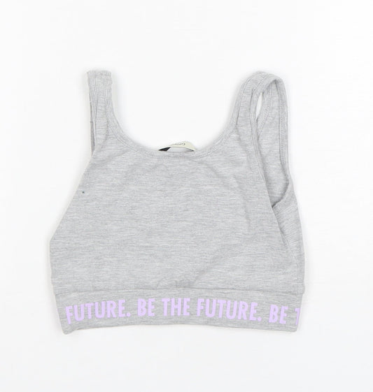 George Girls Grey Polyester Cropped Tank Size 6-7 Years Round Neck