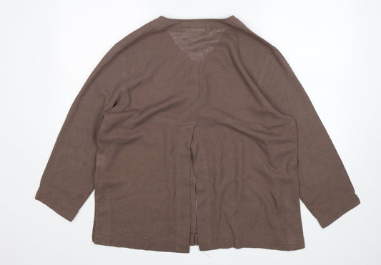 EAST Womens Brown Linen Jacket Blazer Size 12