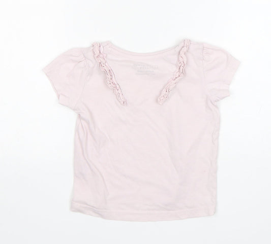 Primark Girls Pink Cotton Basic T-Shirt Size 3-4 Years Round Neck