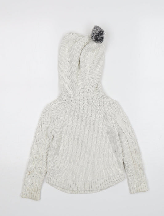 Aspen Girls White Cotton Pullover Hoodie Size 3 Years