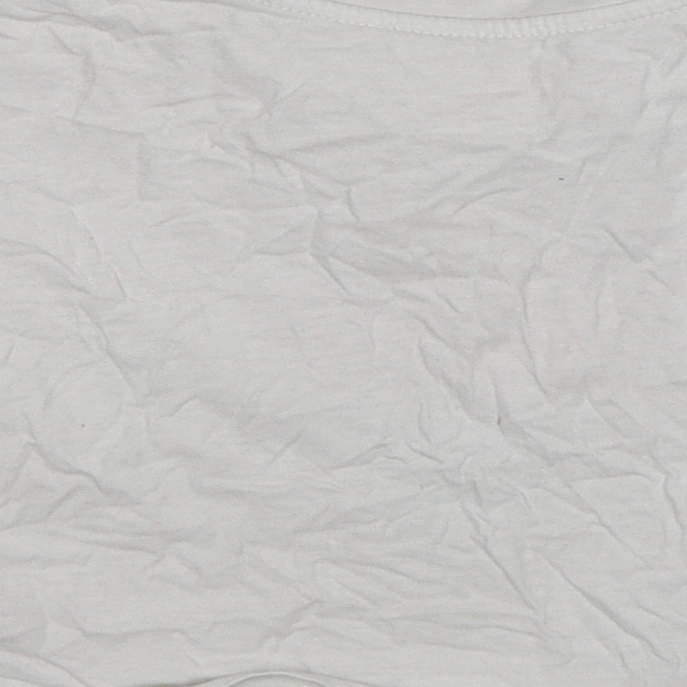 Primark Girls White Cotton Cropped T-Shirt Size 5-6 Years Round Neck