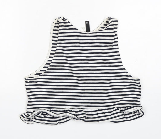 H&M Womens Multicoloured Striped Cotton Basic Tank Size M Round Neck
