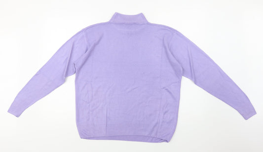 Isabelle Womens Purple Mock Neck Acrylic Pullover Jumper Size M