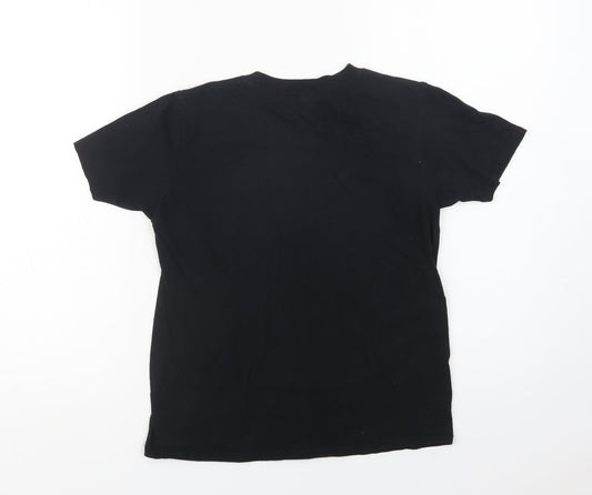 Gildan Girls Black Cotton Basic T-Shirt Size 9-10 Years Crew Neck