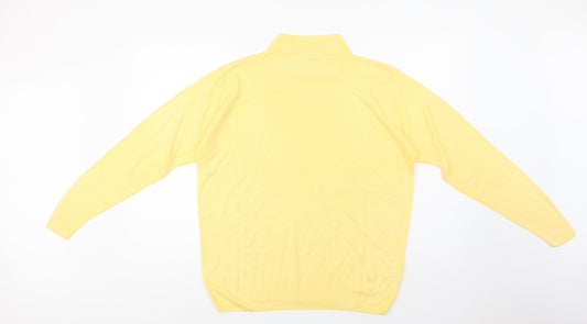 Isabelle Womens Yellow Mock Neck Acrylic Pullover Jumper Size M