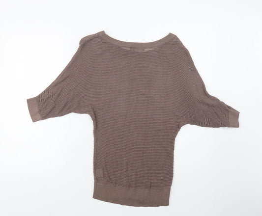 Select Womens Brown Round Neck Viscose Pullover Jumper Size 12