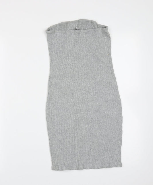 Divided by H&M Womens Grey Cotton Mini Size M Off the Shoulder