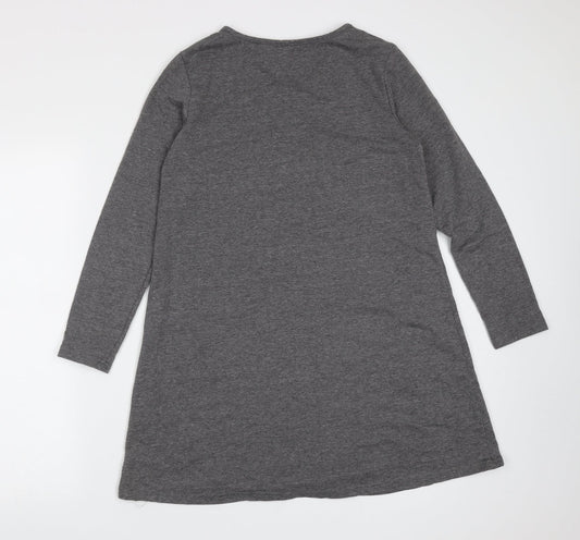 Zanzea Womens Grey Cotton Blend Shift Size S V-Neck