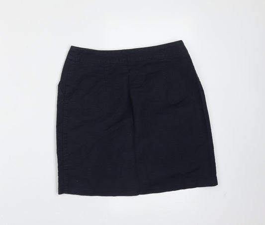 Papaya Womens Blue Cotton Mini Skirt Size 8 Button
