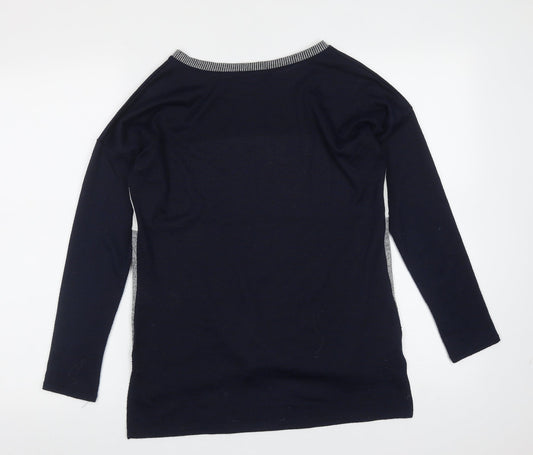 Oasis Womens Blue Round Neck Polyester Pullover Jumper Size XS