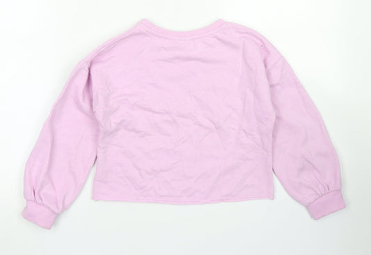 Matalan Girls Pink Cotton Pullover Sweatshirt Size 7 Years - Cropped, Pegasus