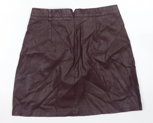 New Look Womens Purple Polyurethane A-Line Skirt Size 8 Zip