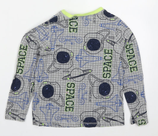 George Boys Grey Geometric Cotton Pyjama Top Size 6 Years Pullover - Space