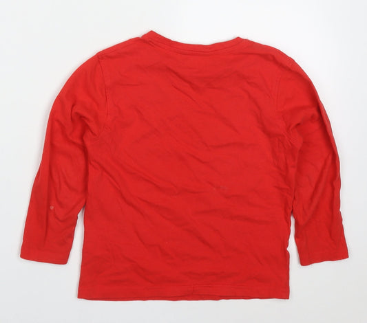 George Boys Red Cotton Basic T-Shirt Size 4-5 Years Crew Neck Pullover - Children in Need