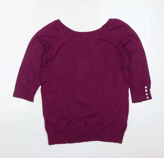 Smartset Mens Purple Round Neck Nylon Pullover Jumper Size L