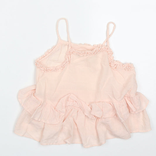 NEXT Girls Pink Viscose Basic Tank Size 4-5 Years Round Neck Pullover